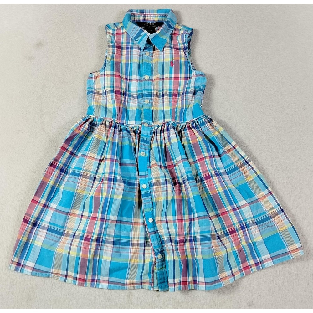 Polo Ralph Lauren Dress Girls 6 Multicolor Plaid Sleeveless School Church Formal